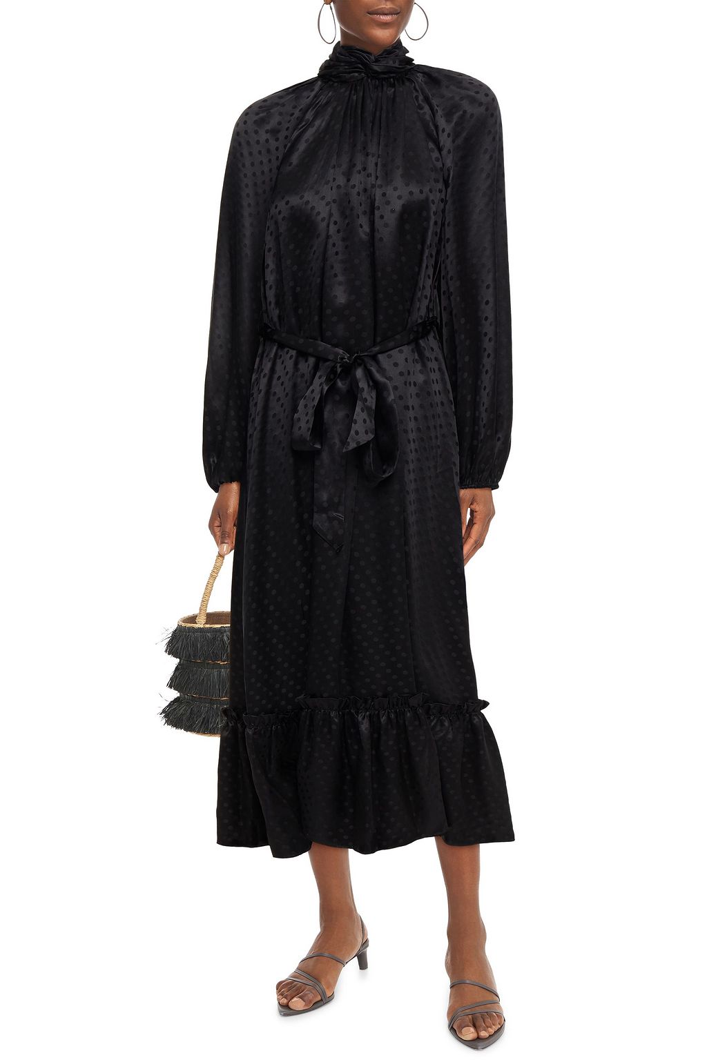 ZIMMERMANN Wavelength twist-front belted  silk-jacquard midi dress