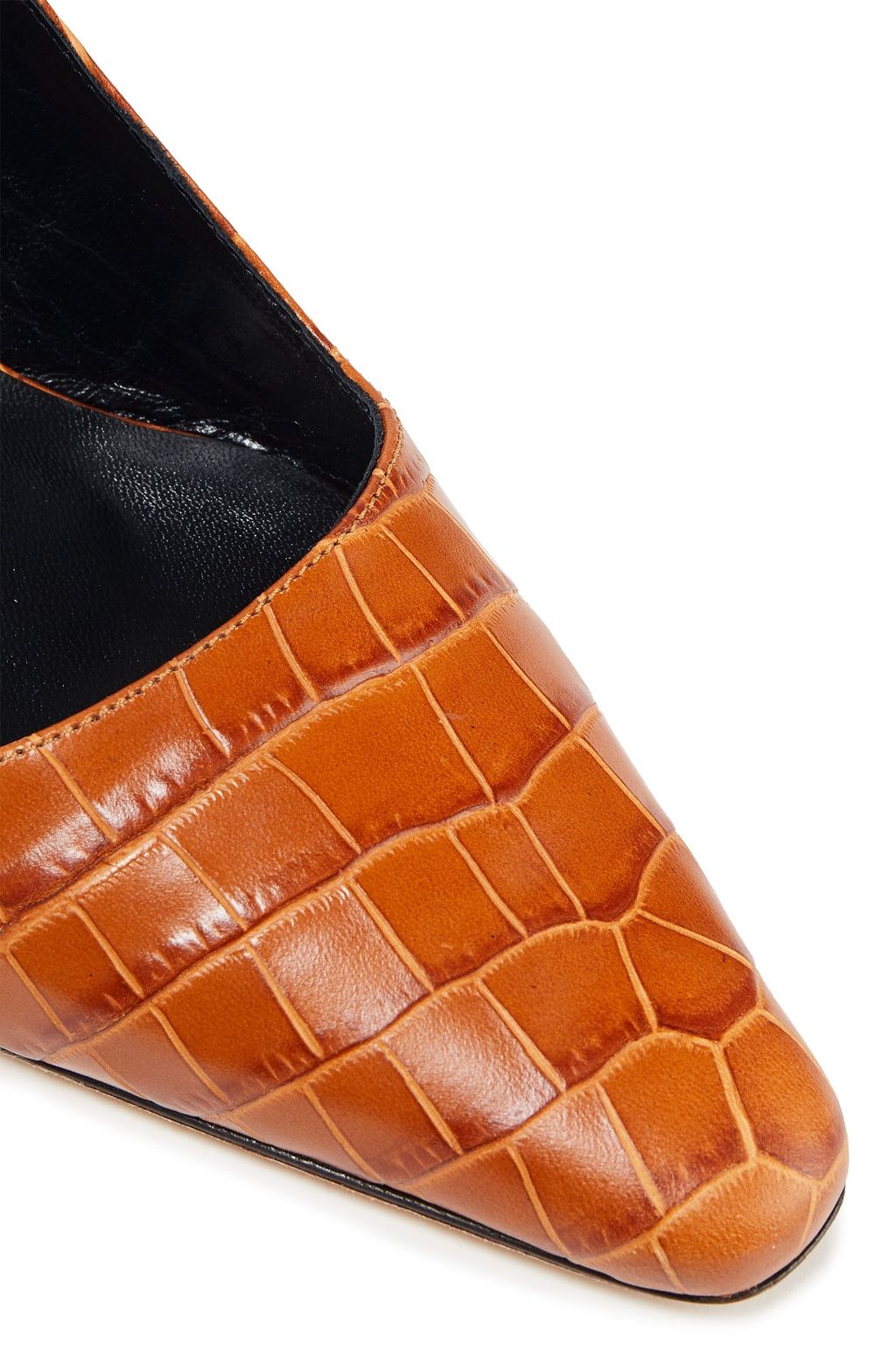 BY FAR Diana croc-effect leather slingback pumps