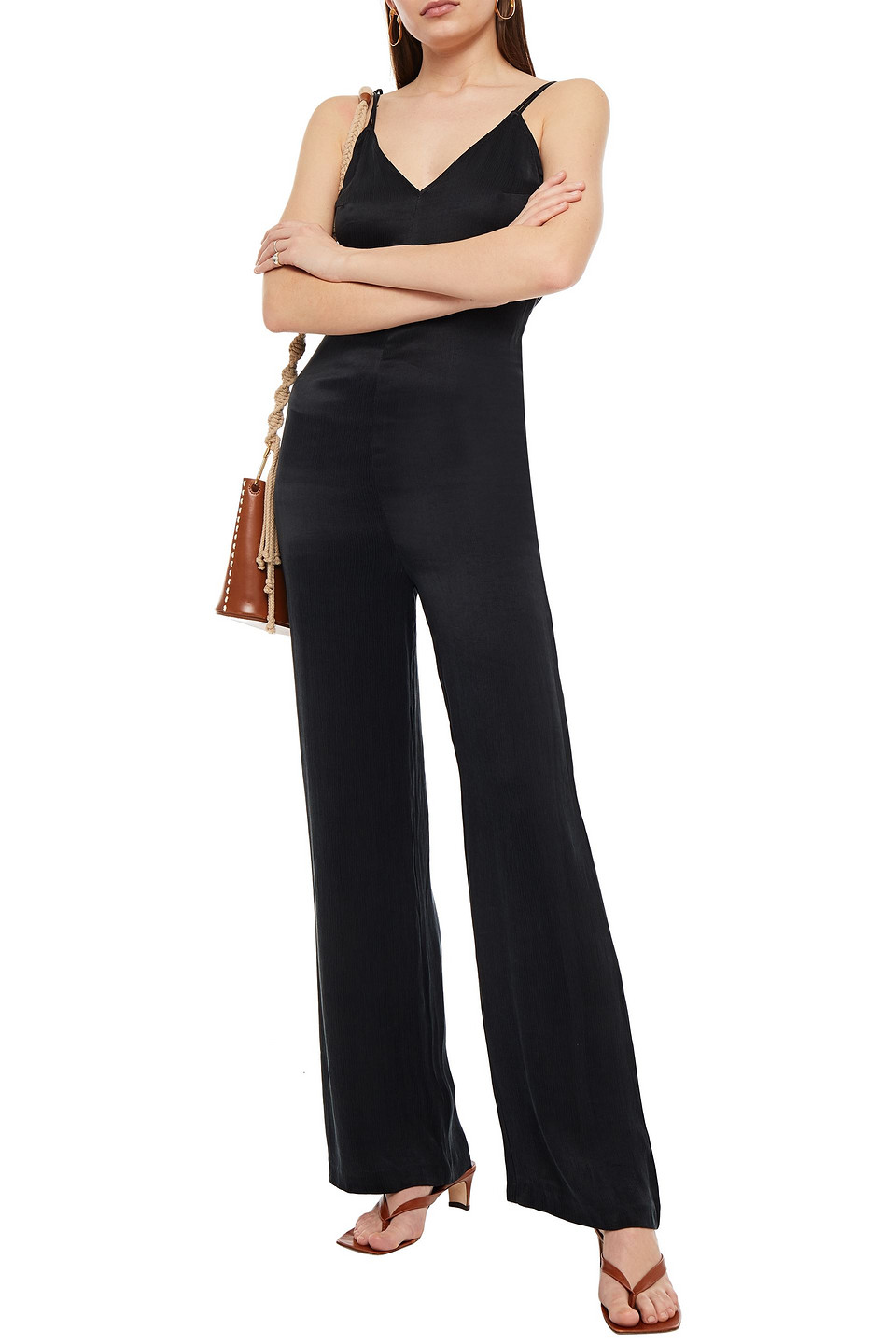 Ba&sh Chiva Crinkled Satin-crepe Jumpsuit