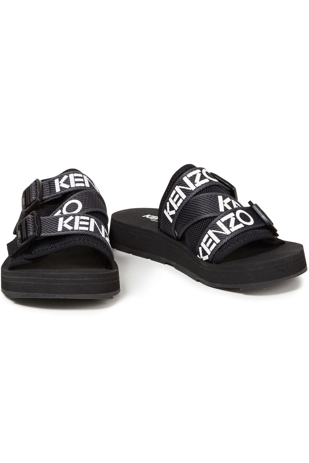 KENZO Logo-print mesh and canvas slides