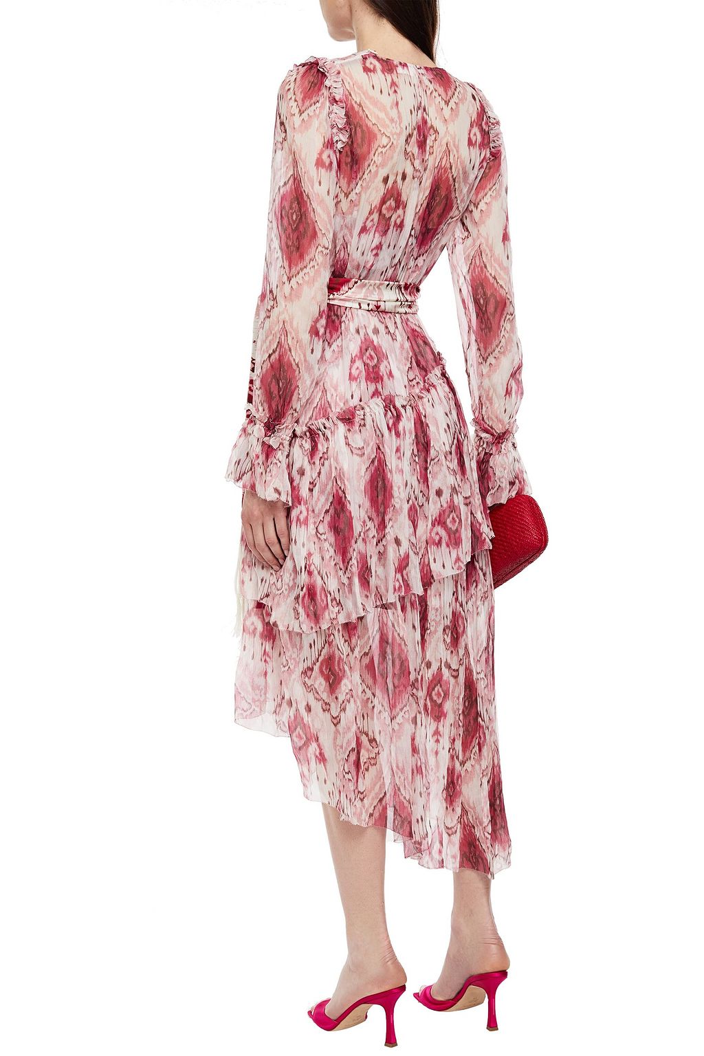 ZIMMERMANN Wavelength asymmetric ruffled printed silk-georgette midi dress