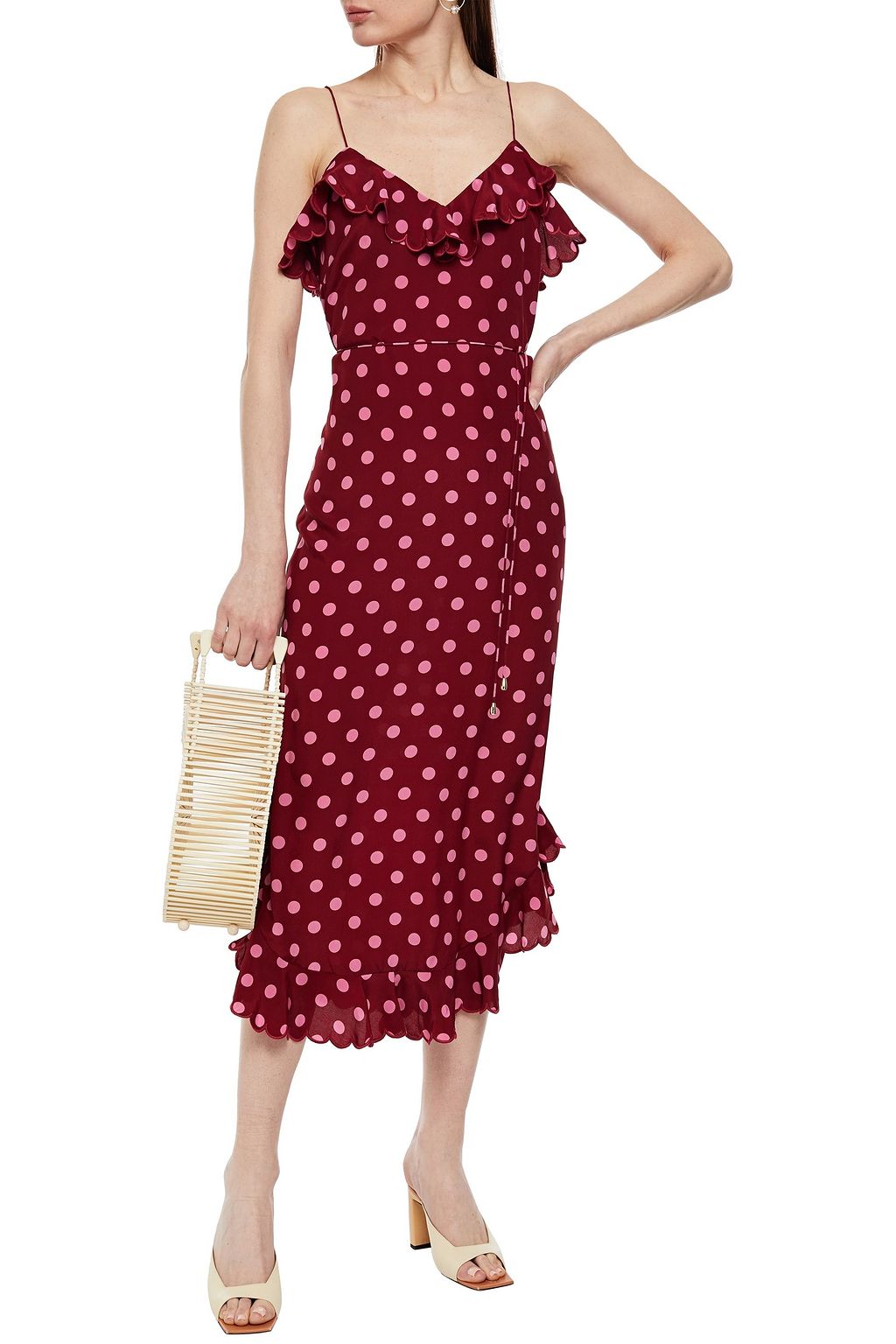 ZIMMERMANN Midikleid aus Crêpe de Chine aus Seide mit Rüschen