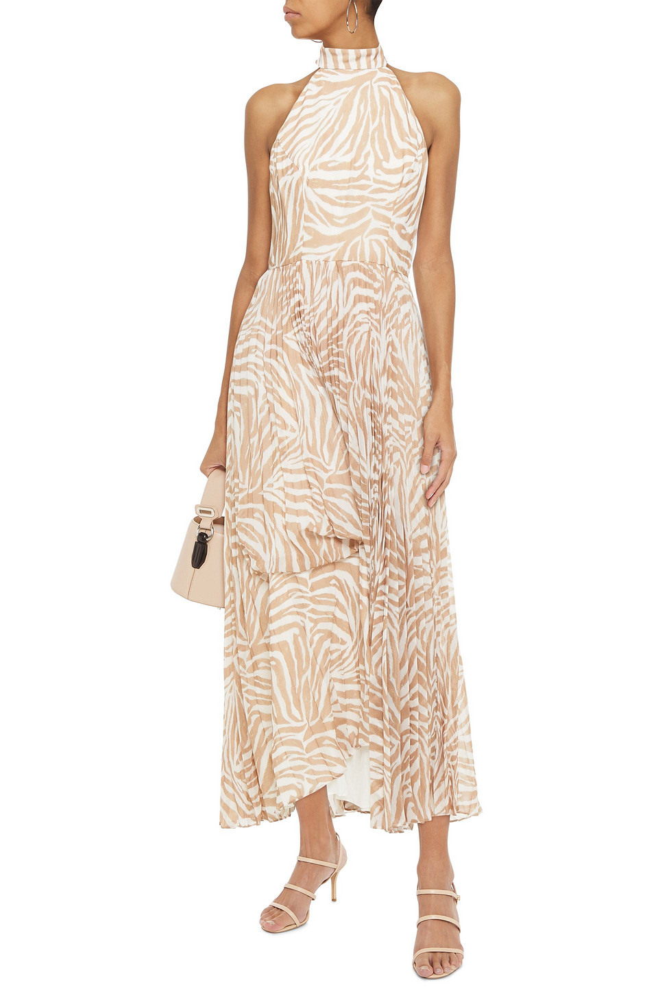 Zimmermann Sunray Pleated Polka-dot Chiffon Maxi Dress In Sand