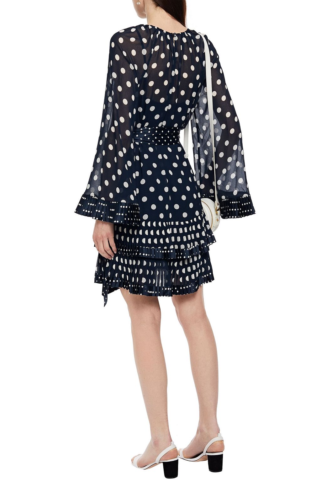 ZIMMERMANN Tiered belted satin-trimmed polka-dot chiffon mini dress