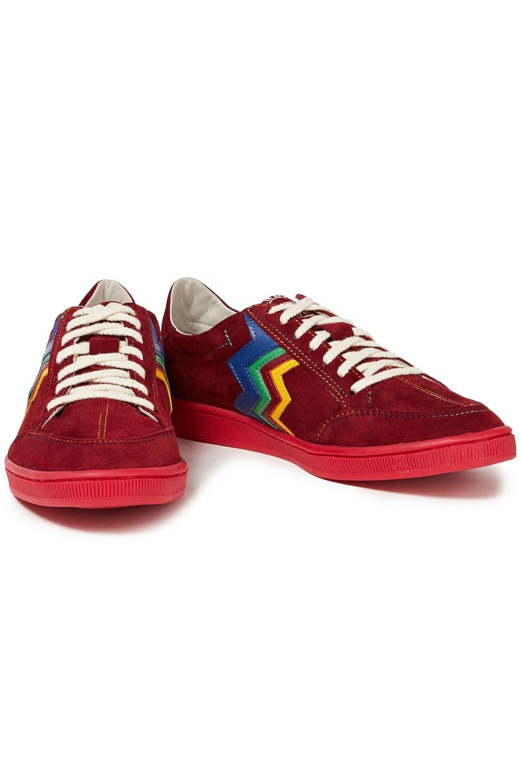 M MISSONI Leather-trimmed suede sneakers