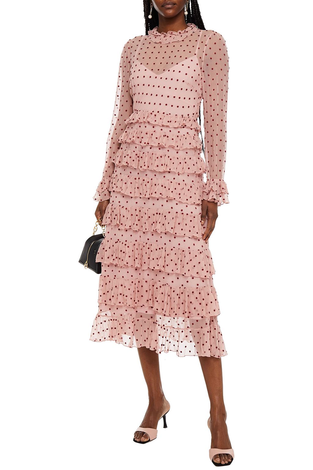 ZIMMERMANN Wavelength tiered Swiss-dot silk-georgette midi dress
