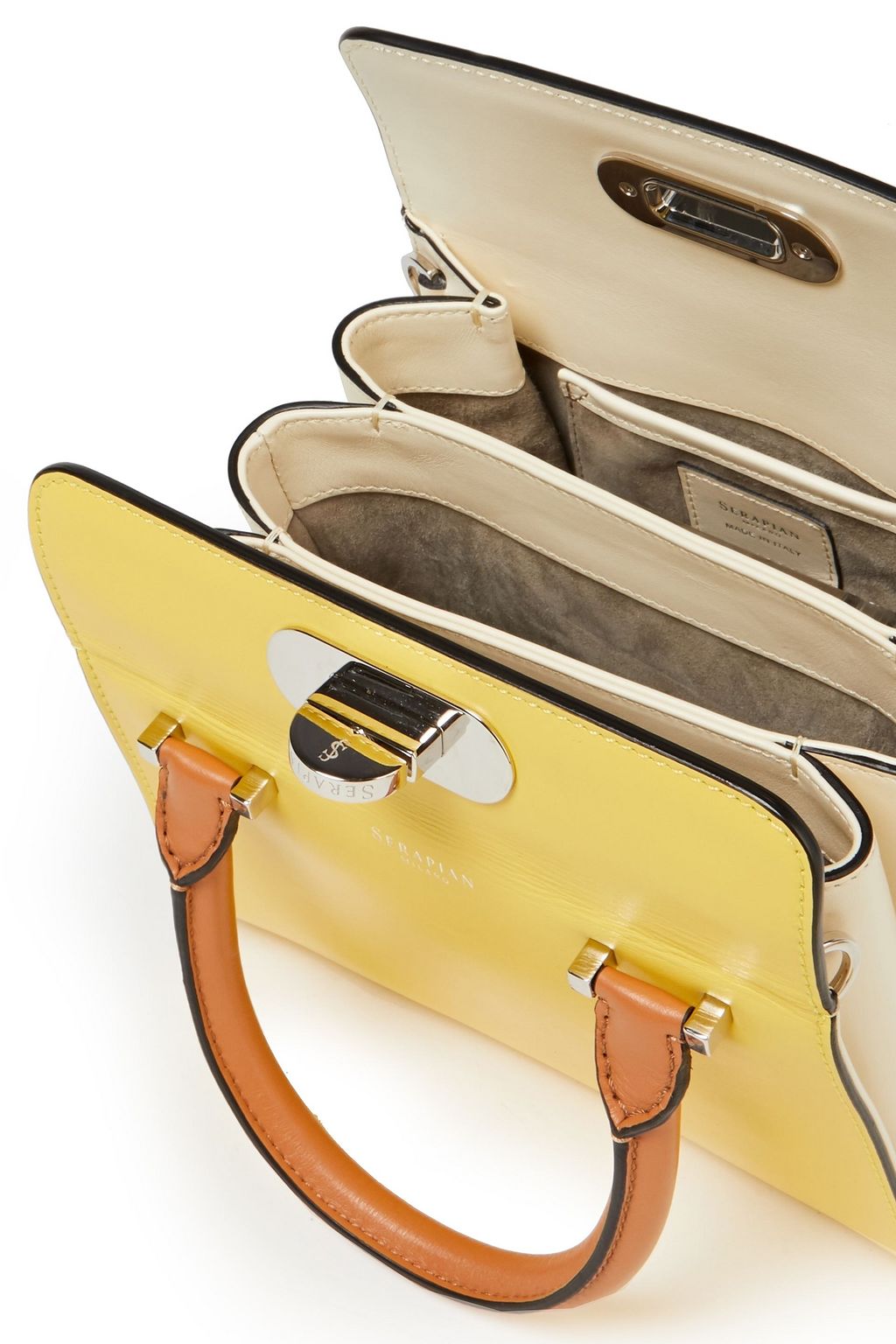 SERAPIAN Villa two-tone leather tote