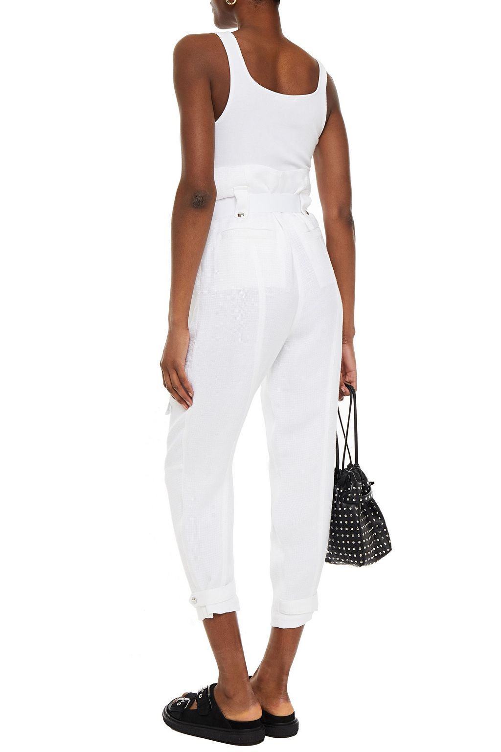 IRO Mohon cropped belted woven tapered pants