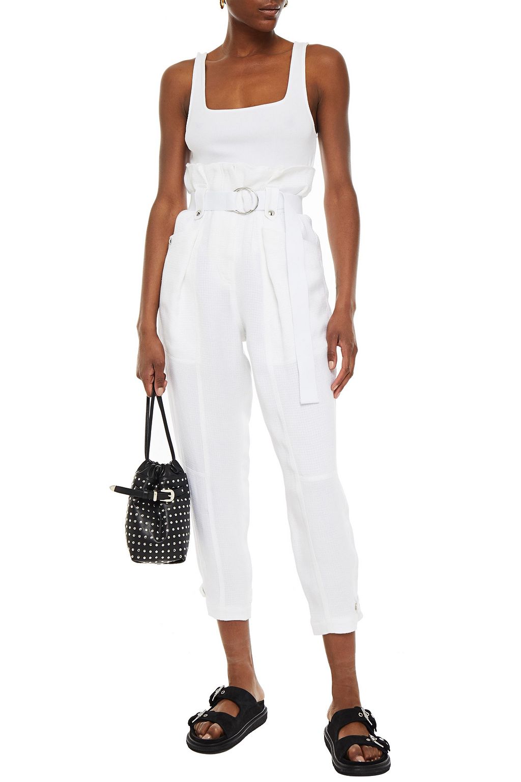 IRO Mohon cropped belted woven tapered pants