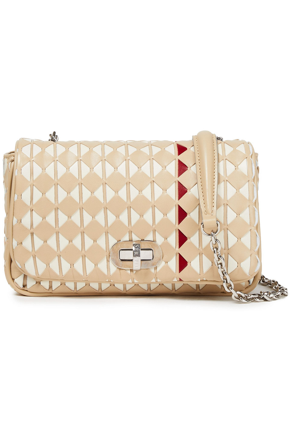 Serapian Woman Mosaico Leather Shoulder Bag Red Size --