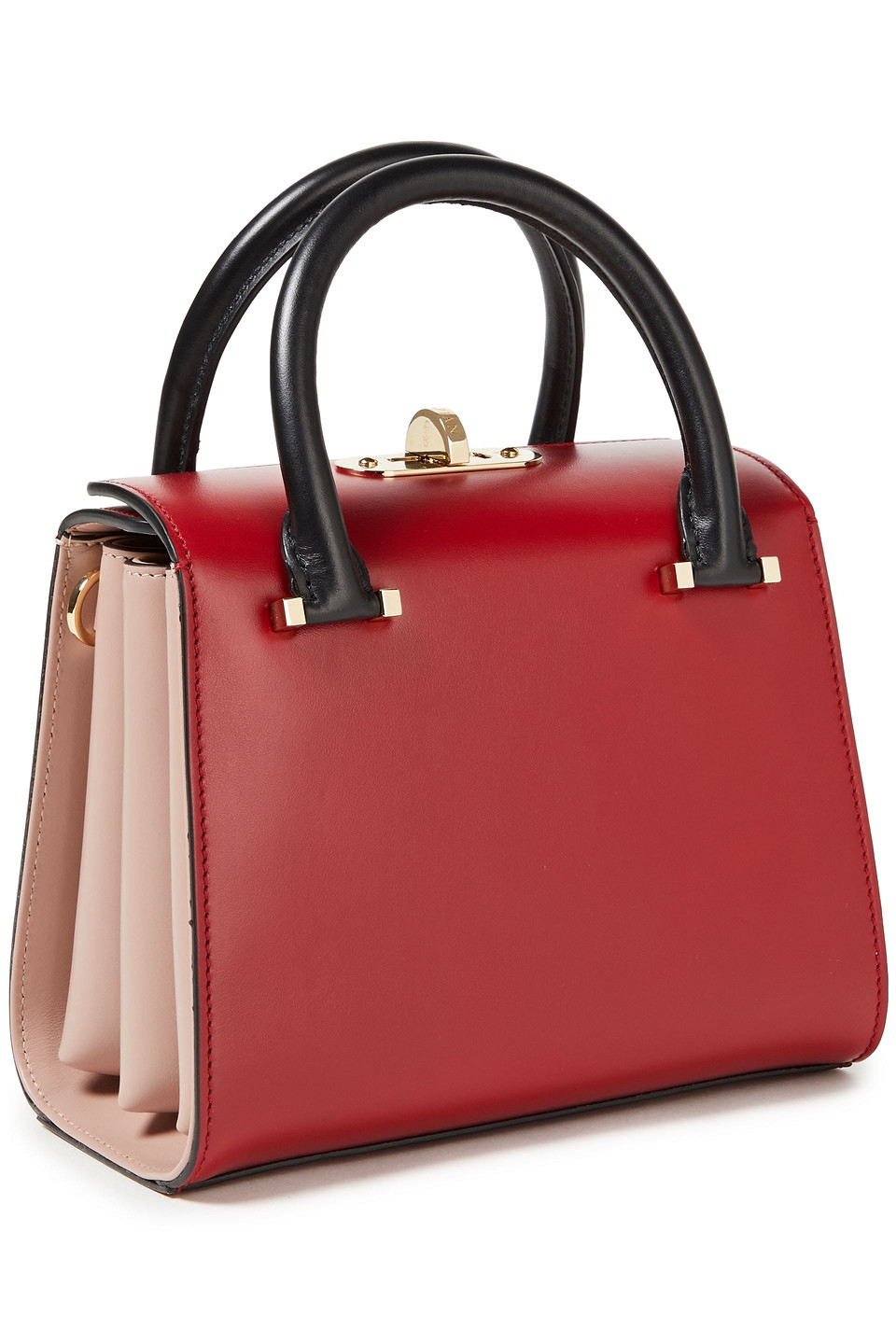 Serapian Villa Mini Color-block Leather Tote In Red