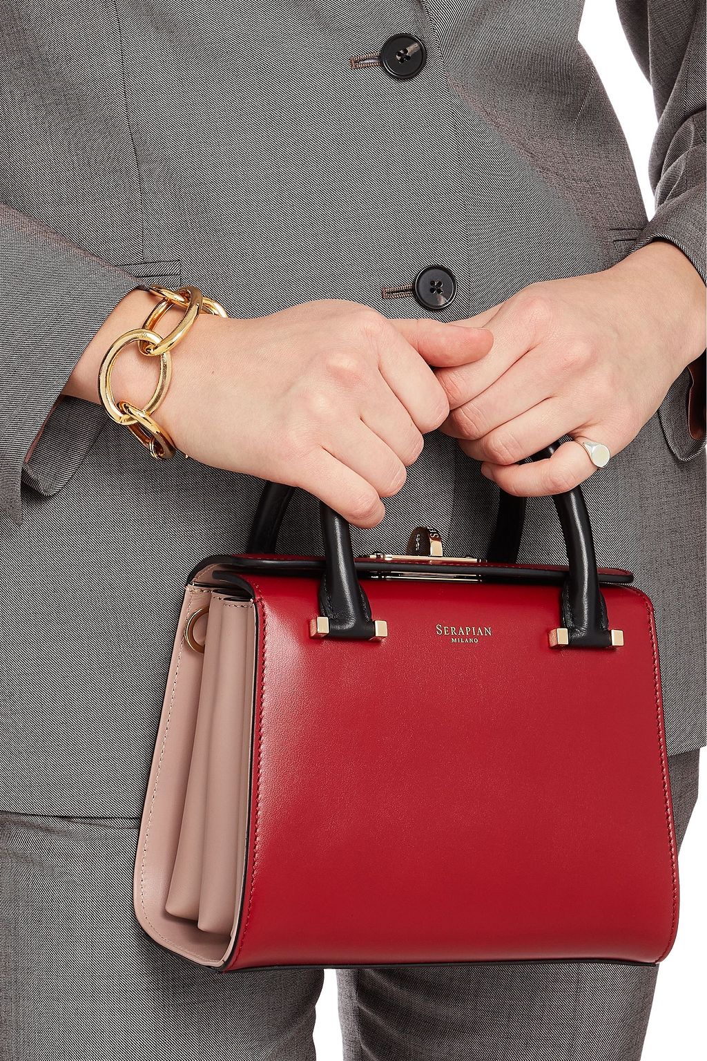 SERAPIAN Villa two-tone leather tote