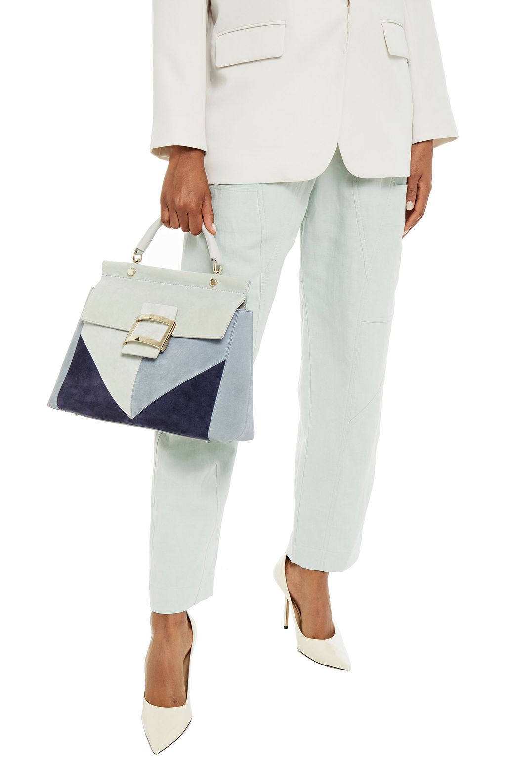 ROGER VIVIER Viv' カラーブロック スエード トートバッグ