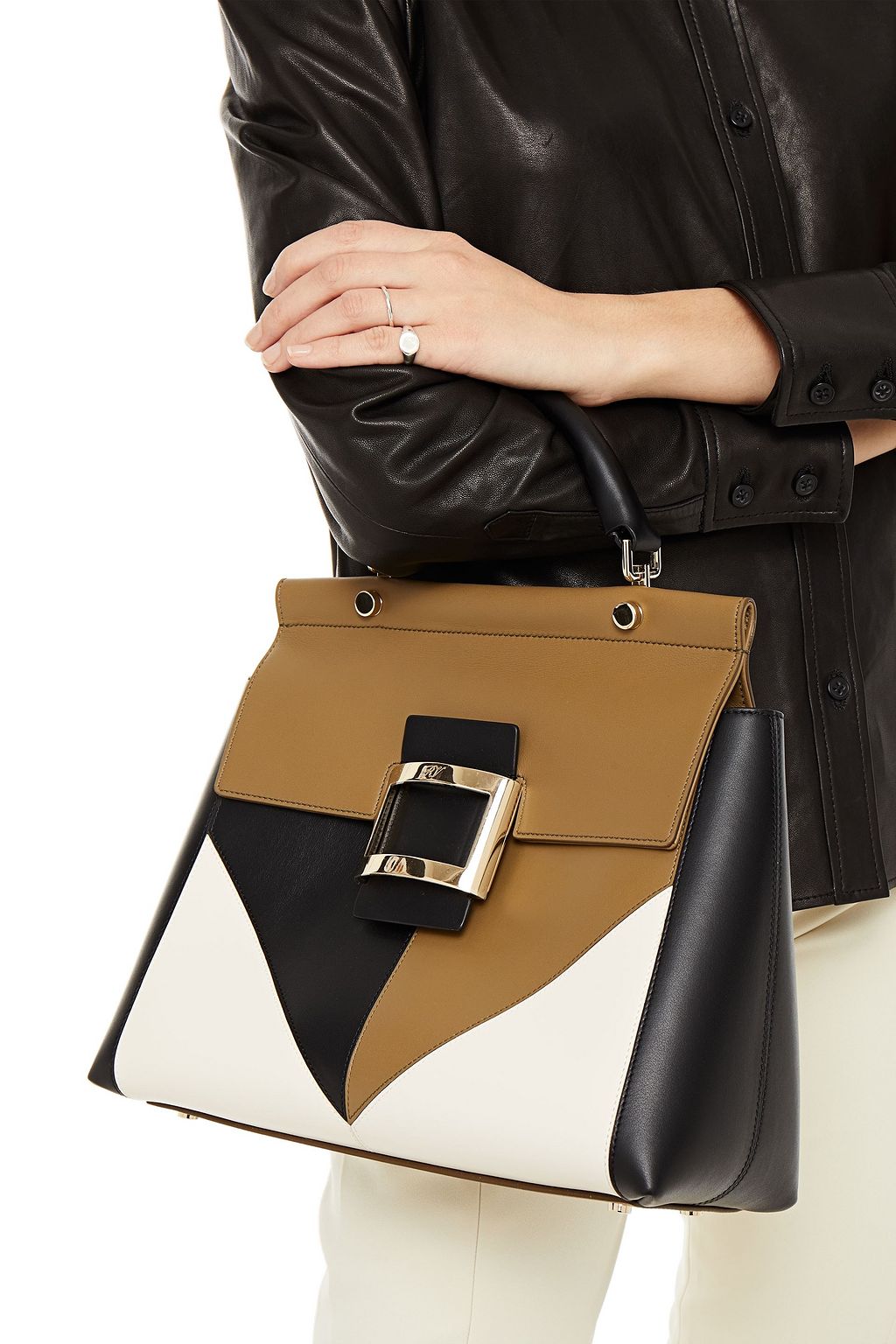 ROGER VIVIER Viv' カラーブロック レザー トートバッグ