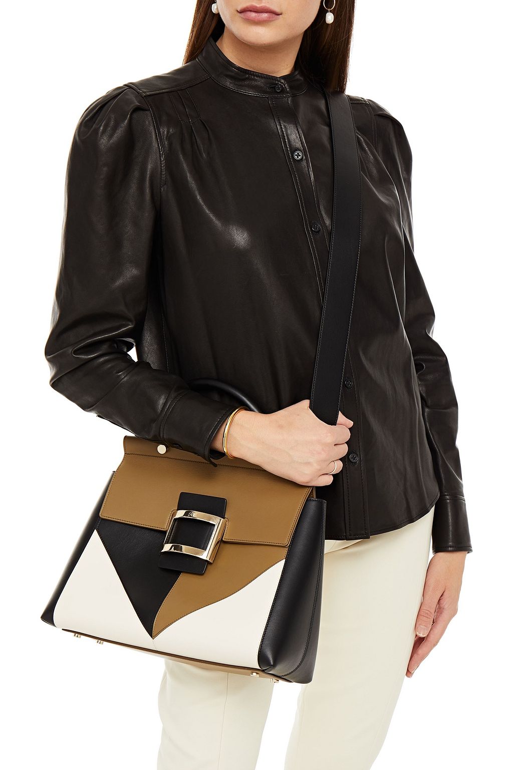 ROGER VIVIER Viv' カラーブロック レザー トートバッグ