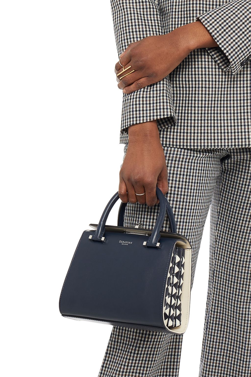 SERAPIAN Color-block leather tote