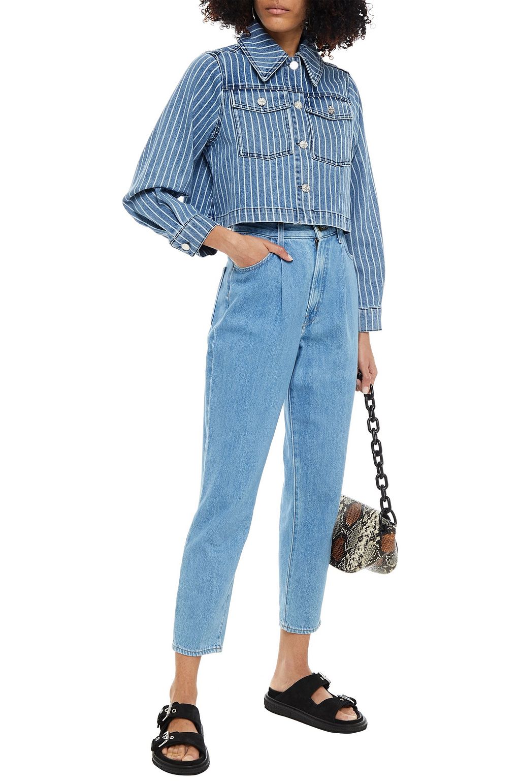 BAUM UND PFERDGARTEN Benna cropped striped denim jacket
