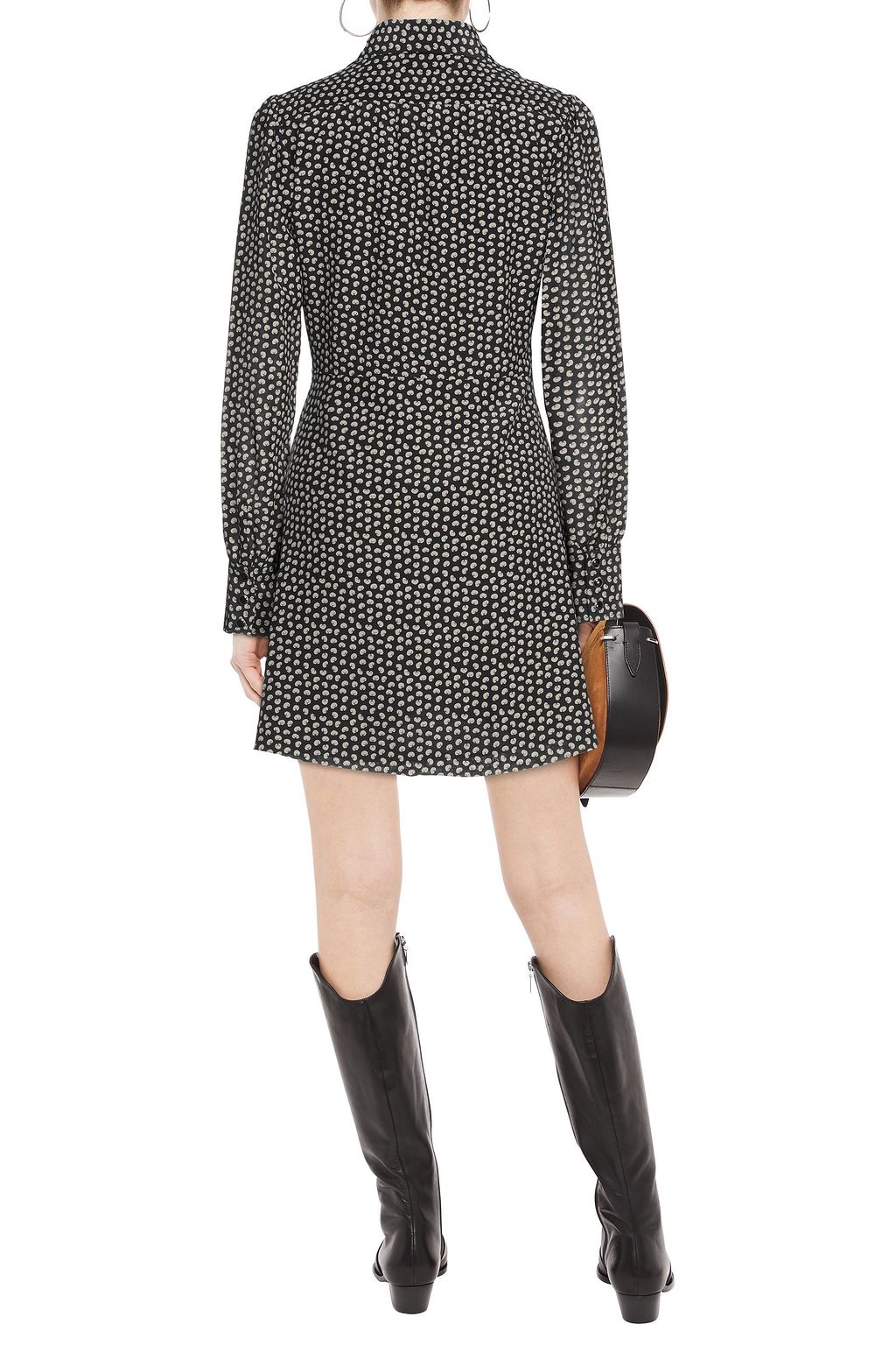 RE/DONE 70s pussy-bow polka-dot silk crepe de chine mini dress
