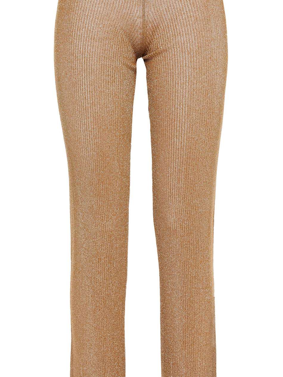 metallic ribbed-knit flared pants