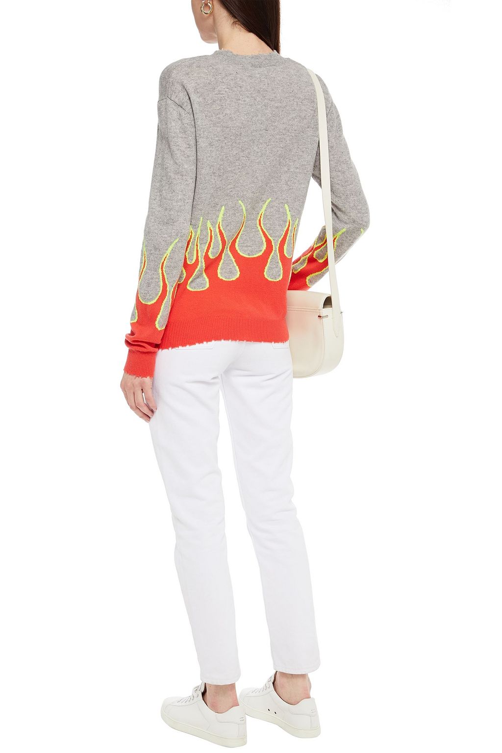 AUTUMN CASHMERE Distressed intarsia cashmere sweater