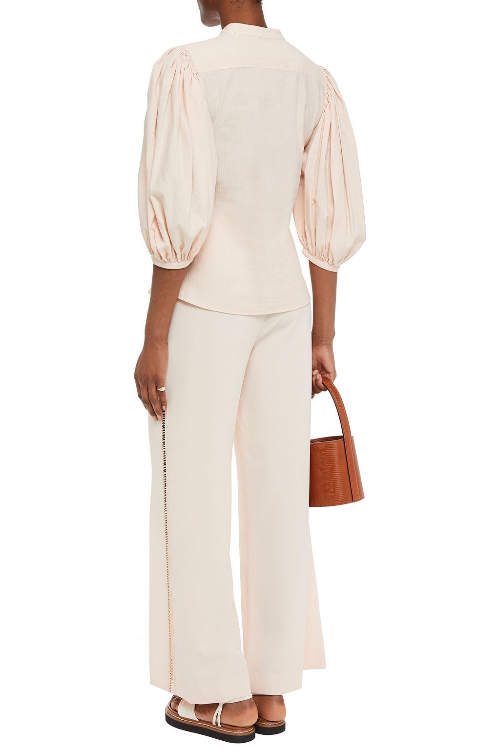 SEE BY CHLOÉ Lattice-trimmed crepe wide-leg pants