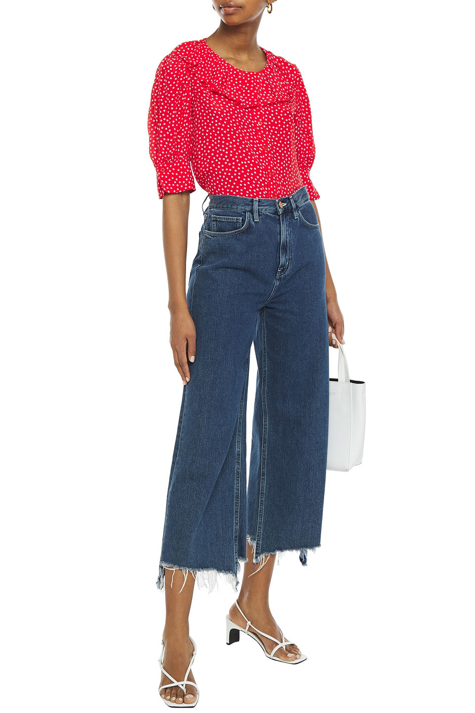 See By Chloé Ruffled Polka-dot Crepe De Chine Blouse In Red