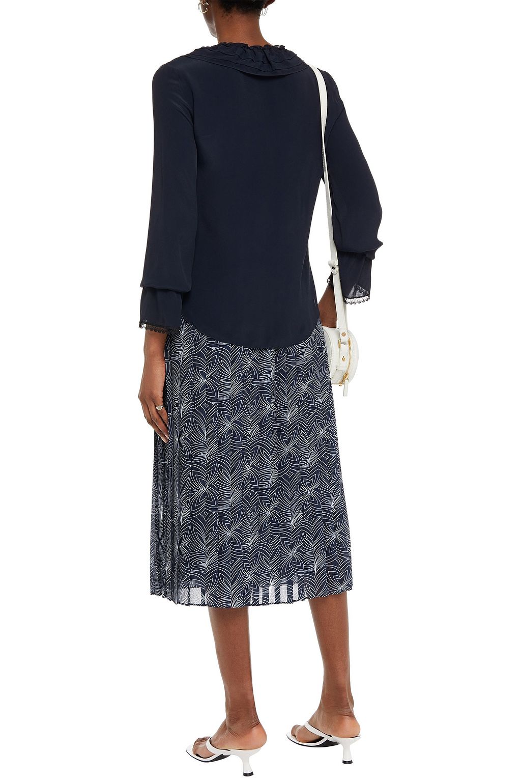 SEE BY CHLOÉ Pleated printed crepe midi skirt