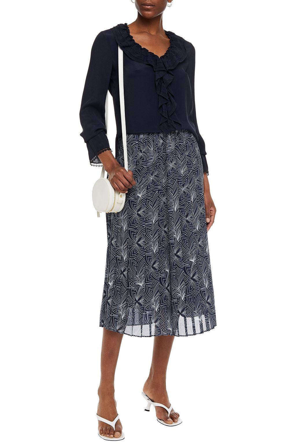 SEE BY CHLOÉ Pleated printed crepe midi skirt