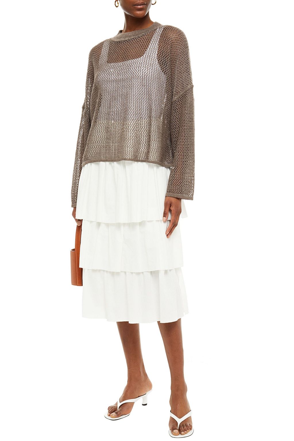 SEE BY CHLOÉ Tiered cotton-jacquard midi skirt