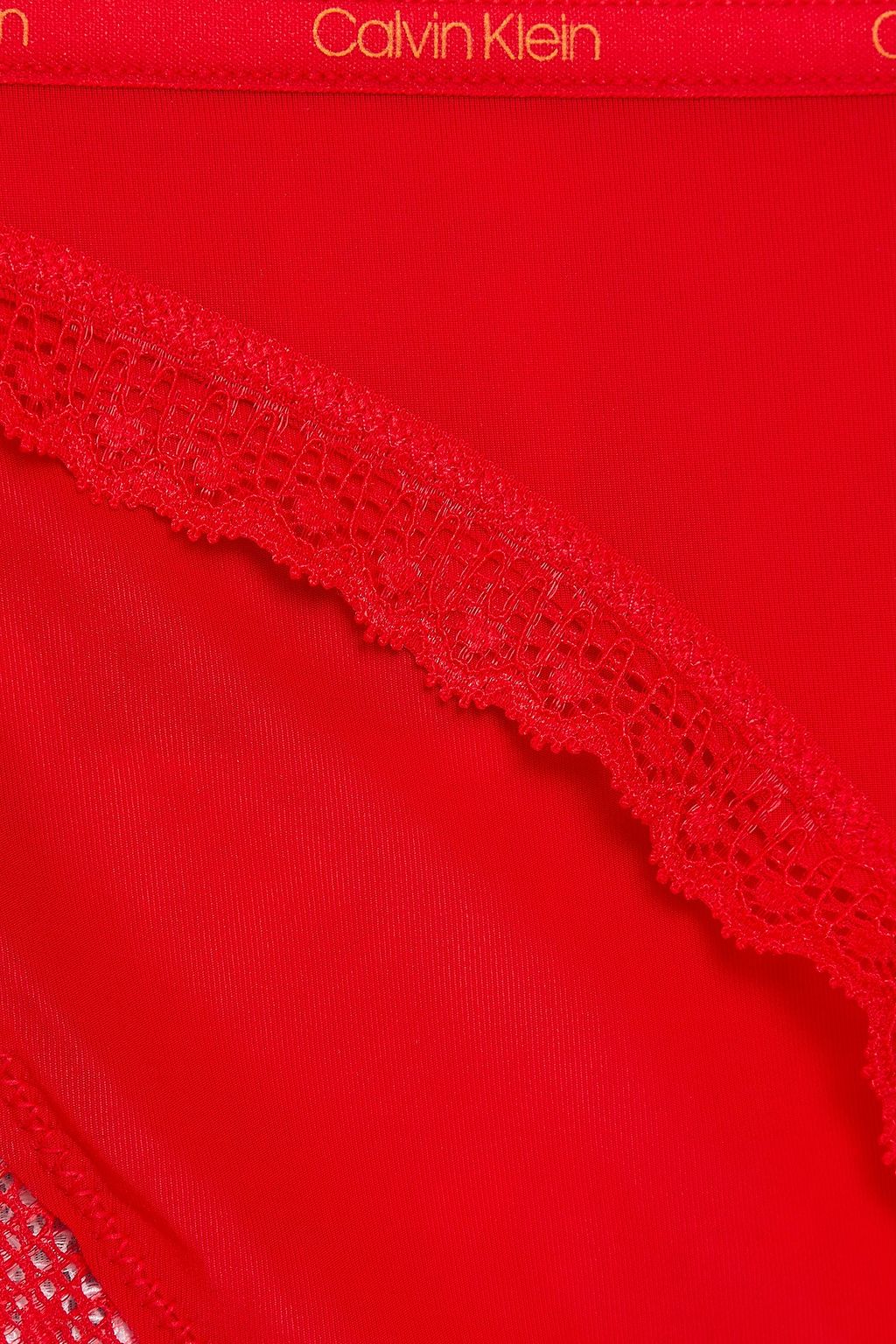 CALVIN KLEIN Set of three lace-trimmed stretch-jersey mid-rise briefs