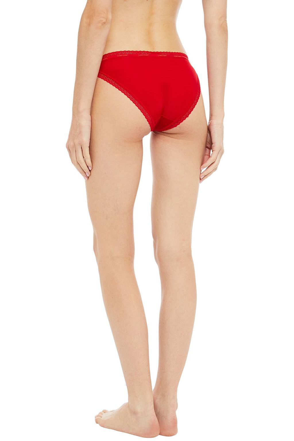 CALVIN KLEIN Set of three lace-trimmed stretch-jersey mid-rise briefs