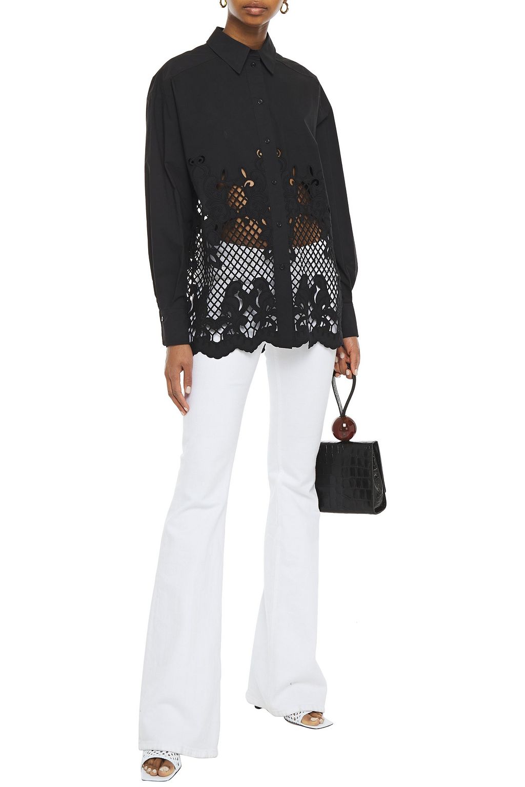 SEE BY CHLOÉ Laser-cut and broderie anglaise cotton shirt