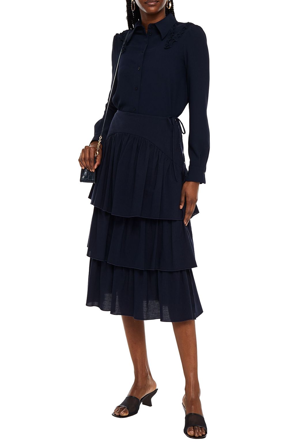 SEE BY CHLOÉ Tiered cotton-jacquard midi skirt