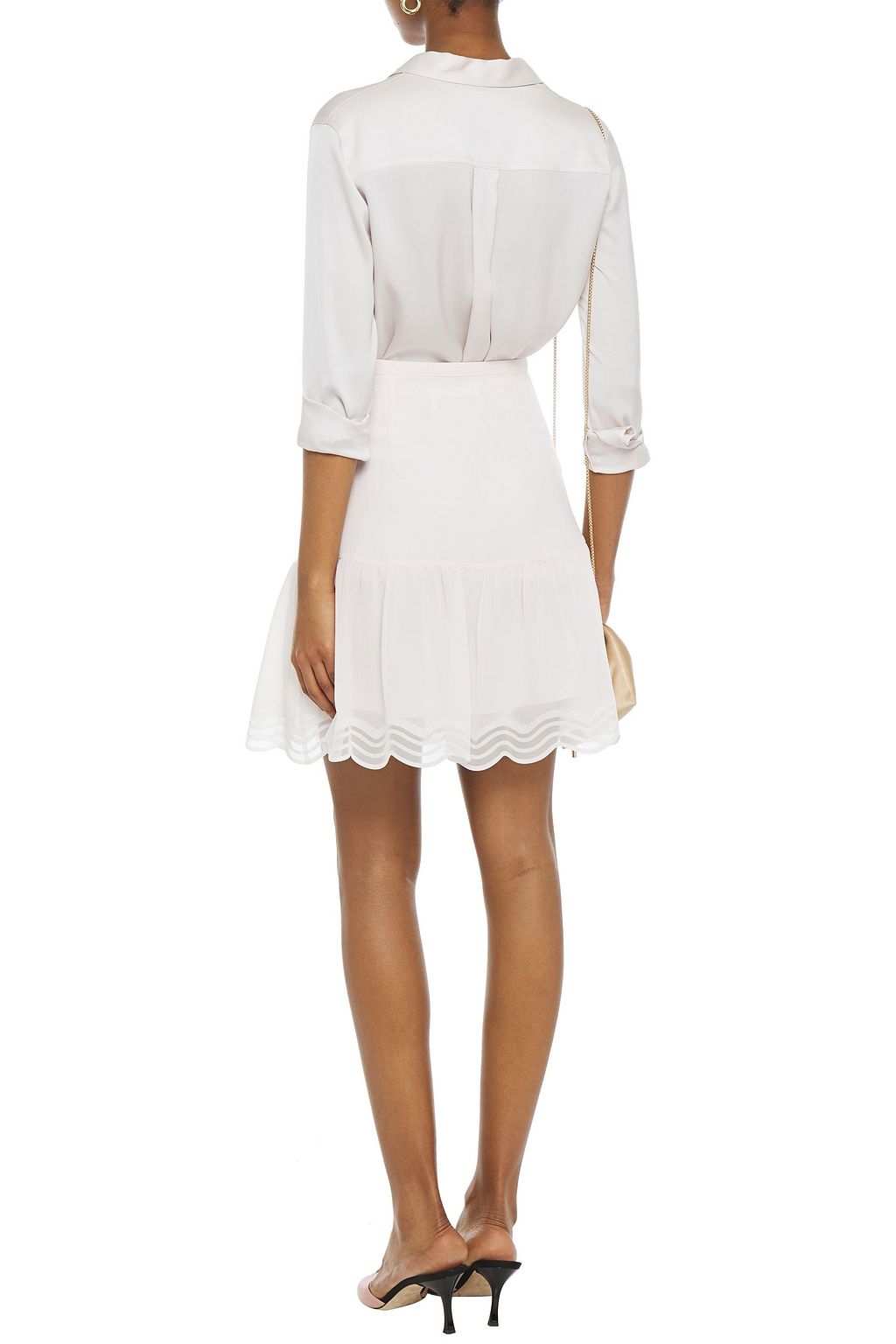 SEE BY CHLOÉ Organza-trimmed gathered crepe mini skirt
