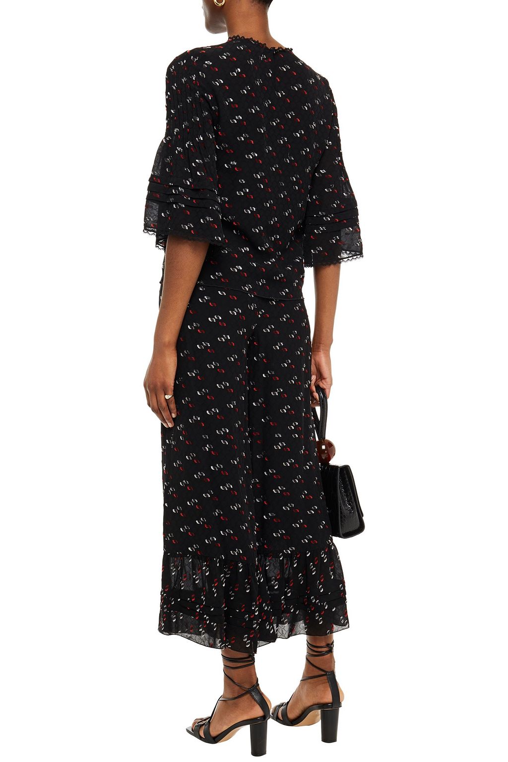 SEE BY CHLOÉ Pintucked metallic fil coupé jacquard top