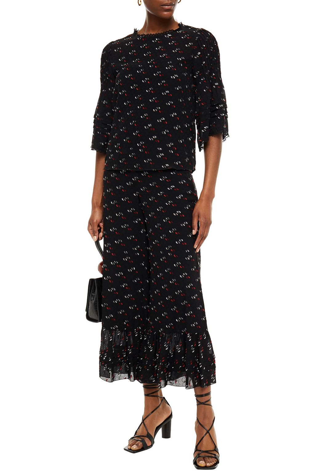SEE BY CHLOÉ Pintucked metallic fil coupé jacquard top