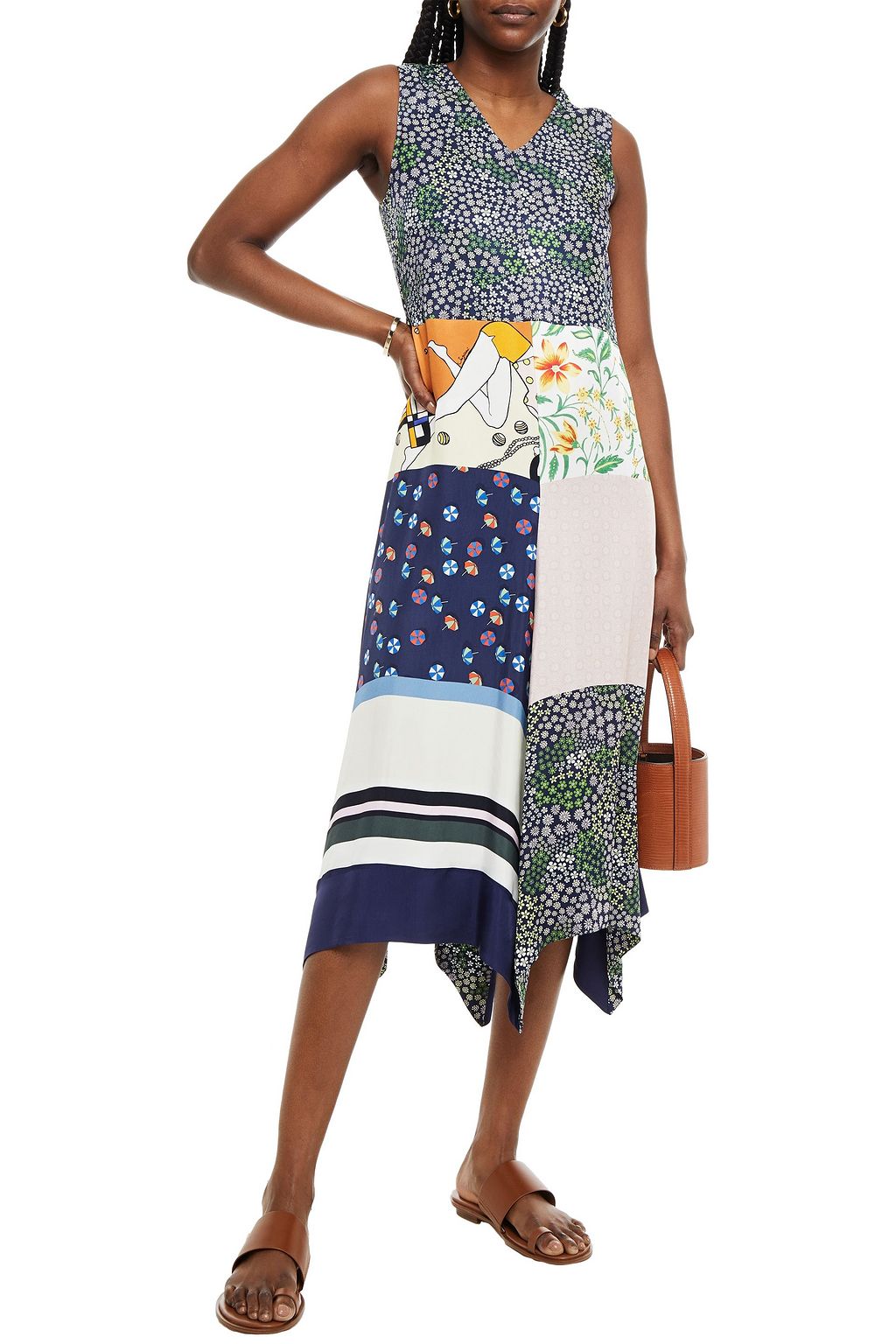 SEE BY CHLOÉ Patchwork-effect printed cady midi dress