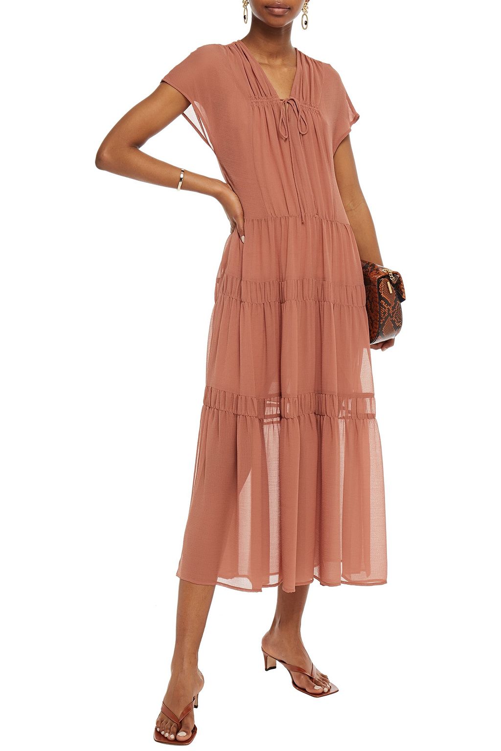 SEE BY CHLOÉ Tiered gathered georgette midi dress