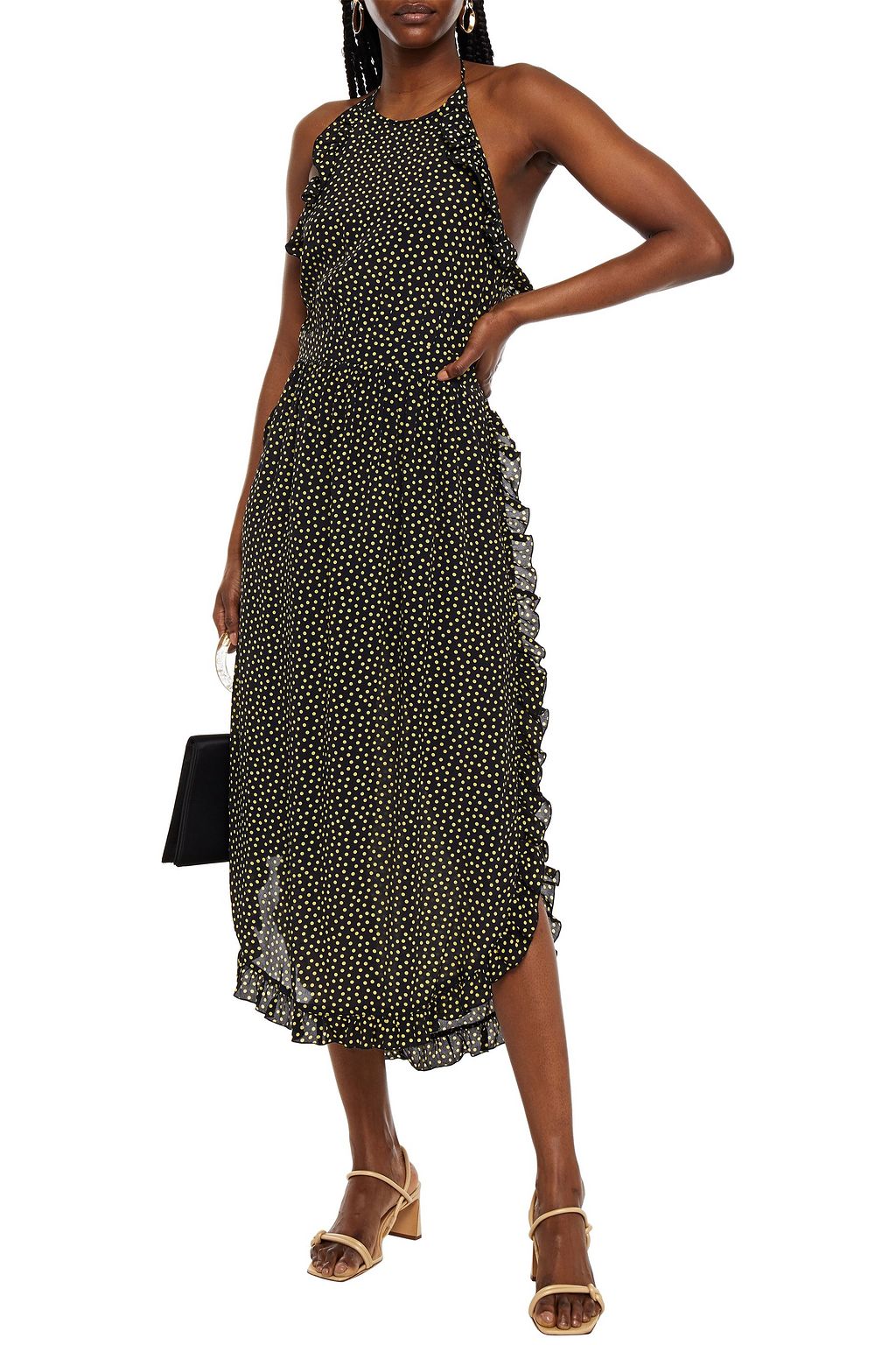 SEE BY CHLOÉ Ruffled polka-dot georgette halterneck mini dress