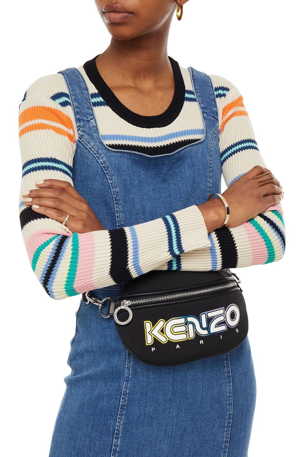 KENZO Leather-trimmed neoprene belt bag