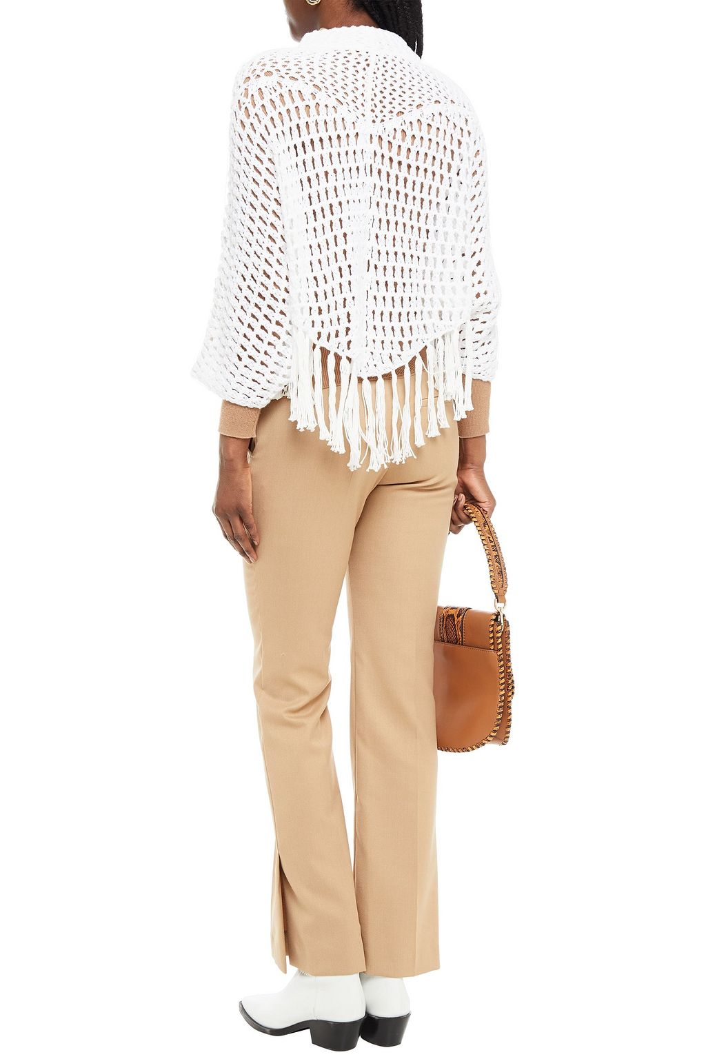 SEE BY CHLOÉ Tasseled open-knit cotton-blend sweater