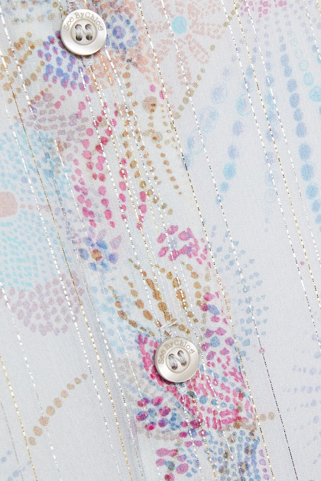 SEE BY CHLOÉ Printed metallic silk-blend georgette shirt