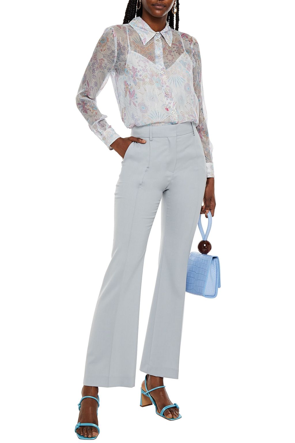 SEE BY CHLOÉ Printed metallic silk-blend georgette shirt