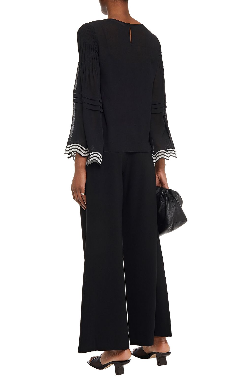 SEE BY CHLOÉ Organza-trimmed pintucked chiffon blouse