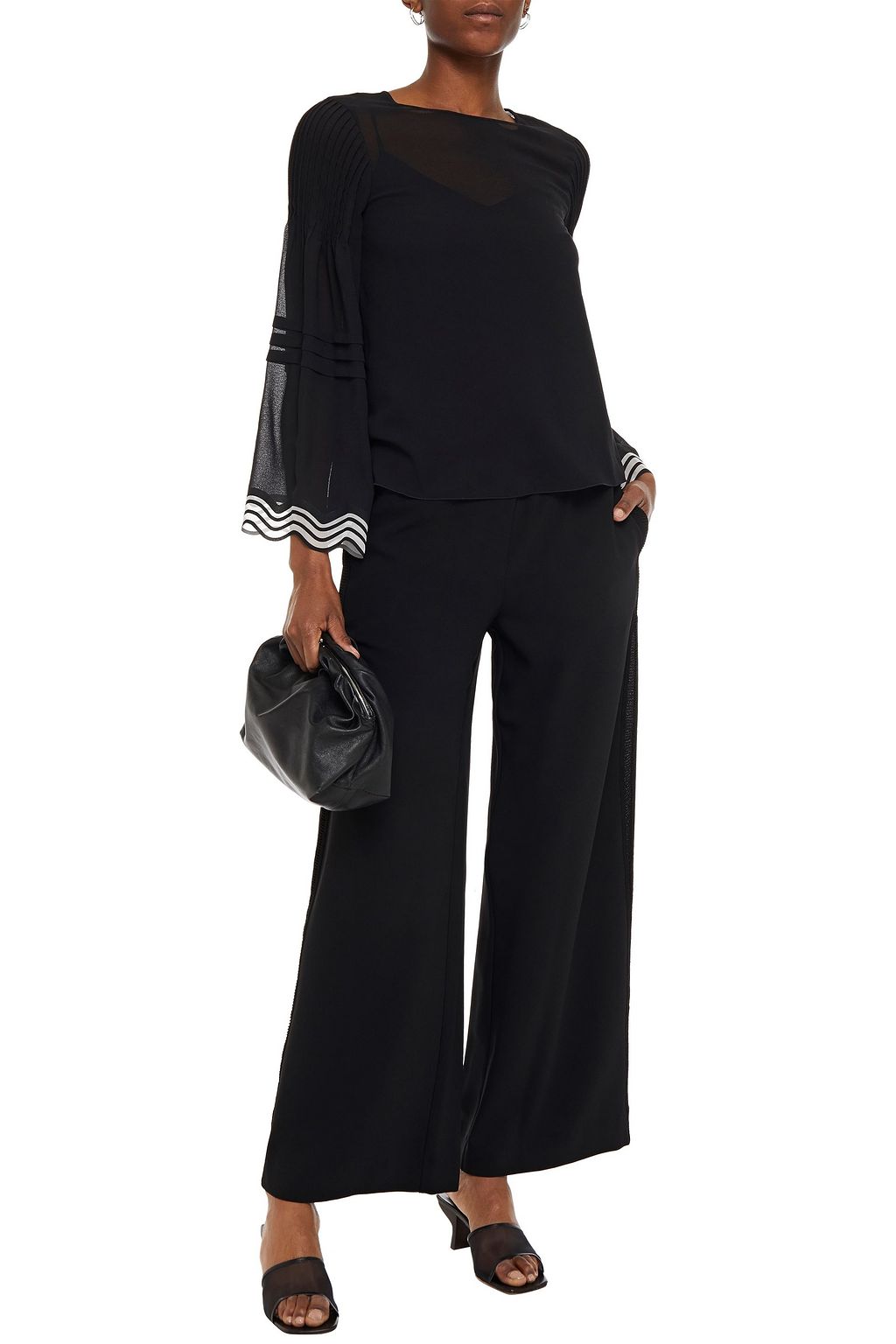 SEE BY CHLOÉ Organza-trimmed pintucked chiffon blouse