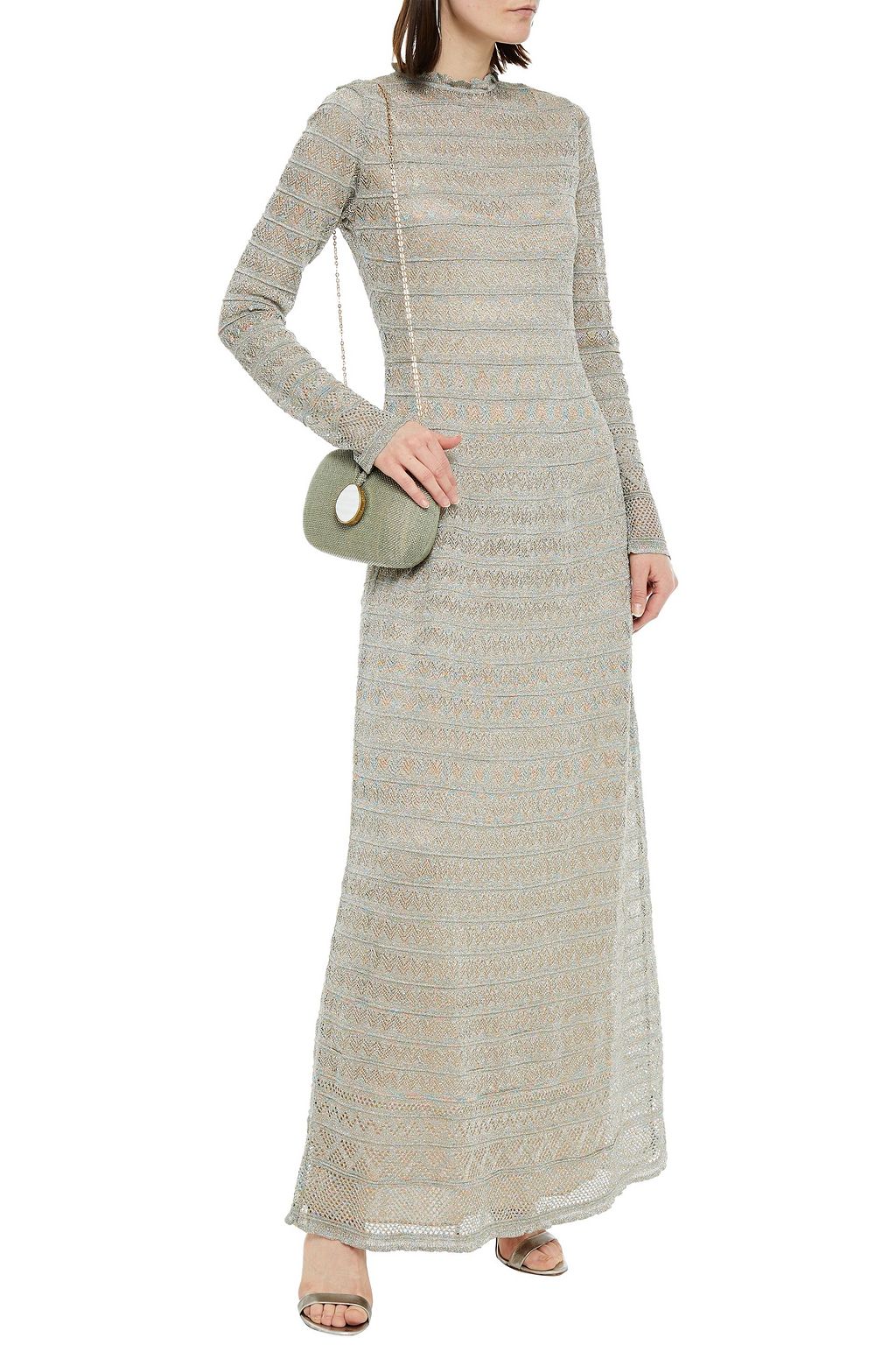 M MISSONI Metallic crochet-knit maxi dress