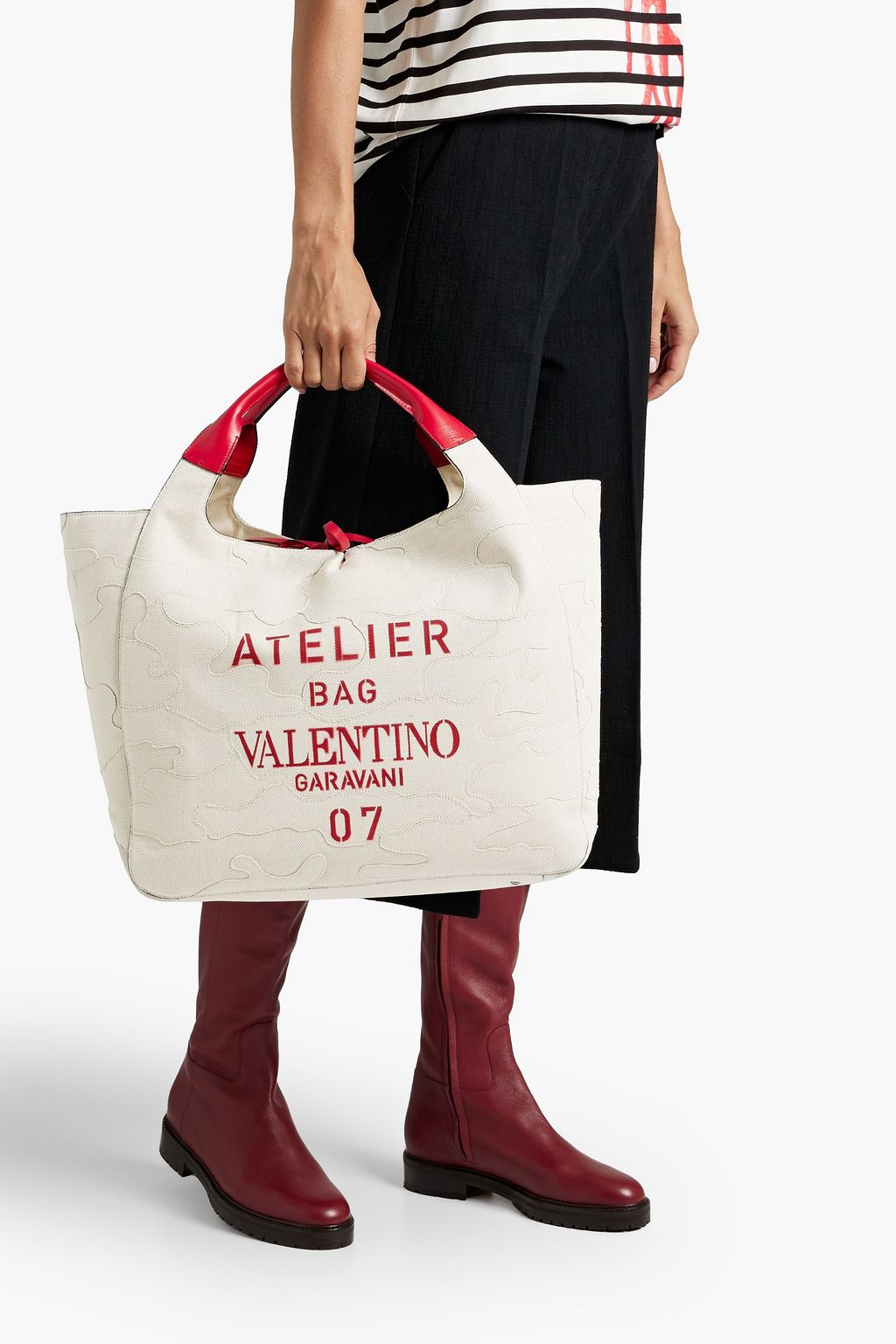 VALENTINO GARAVANI Atelier Bag 07 leather-trimmed printed canvas tote
