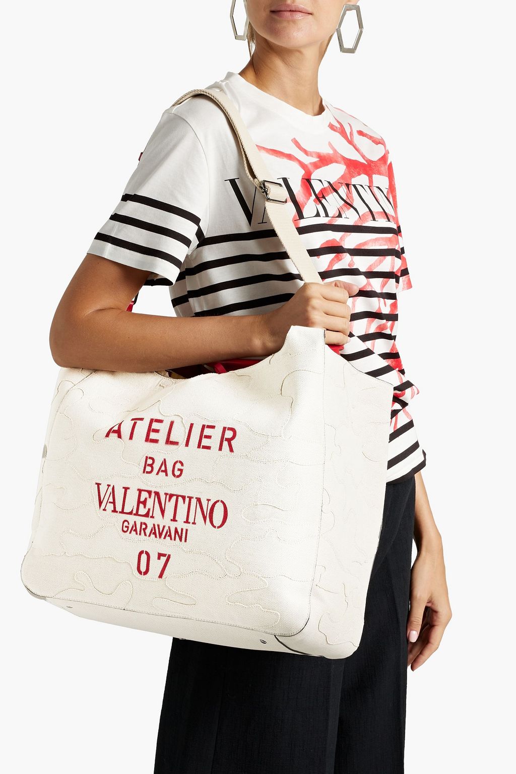 VALENTINO GARAVANI Atelier Bag 07 leather-trimmed printed canvas tote
