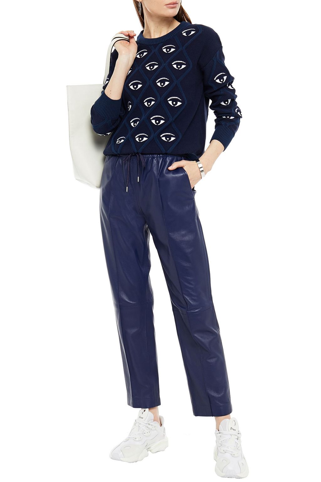 KENZO Embroidered jacquard-knit cotton sweater