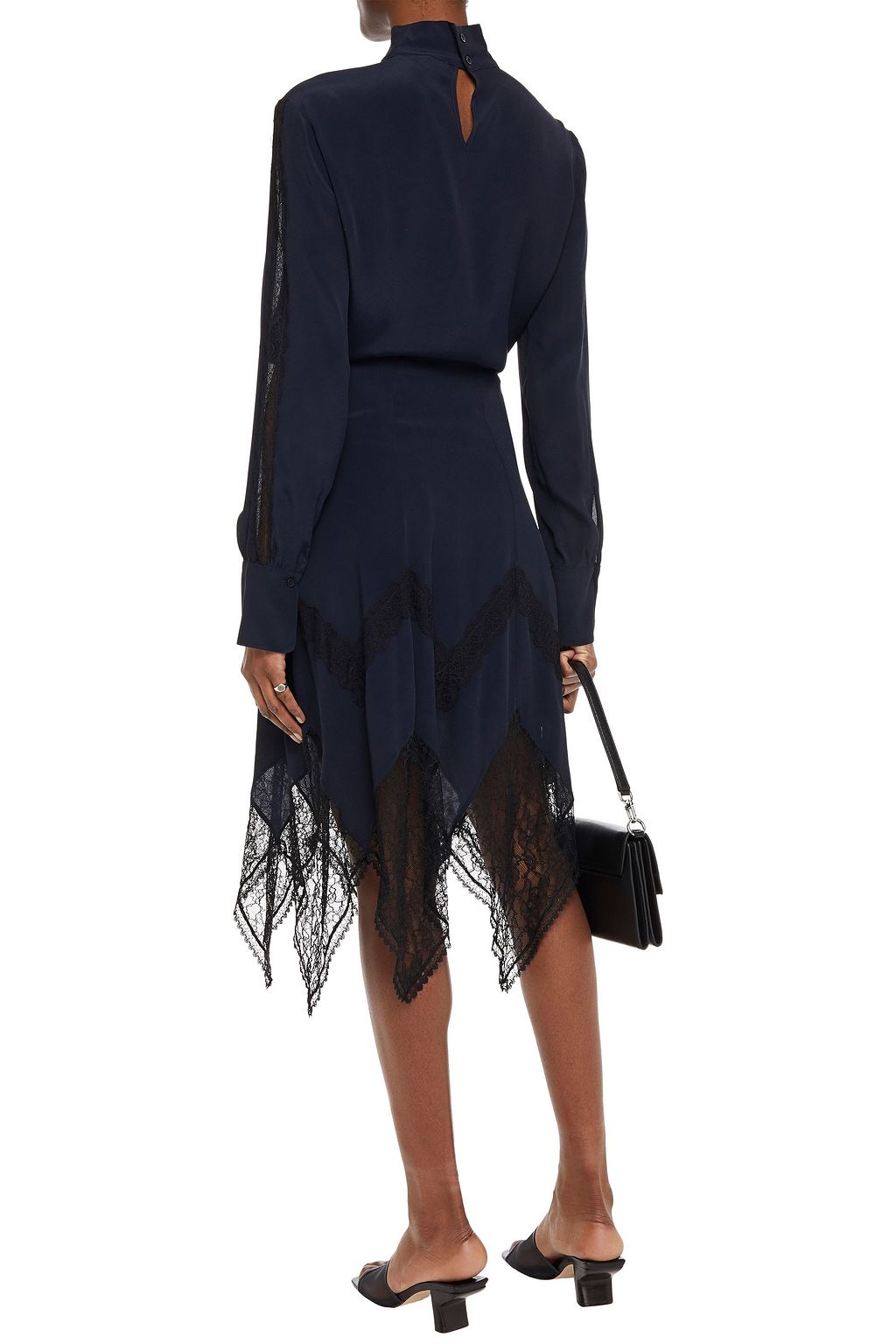 SEE BY CHLOÉ Lace-trimmed crepe de chine blouse